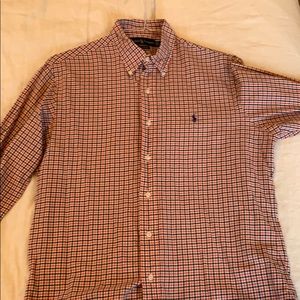 Orange and Black checkered button down - Large